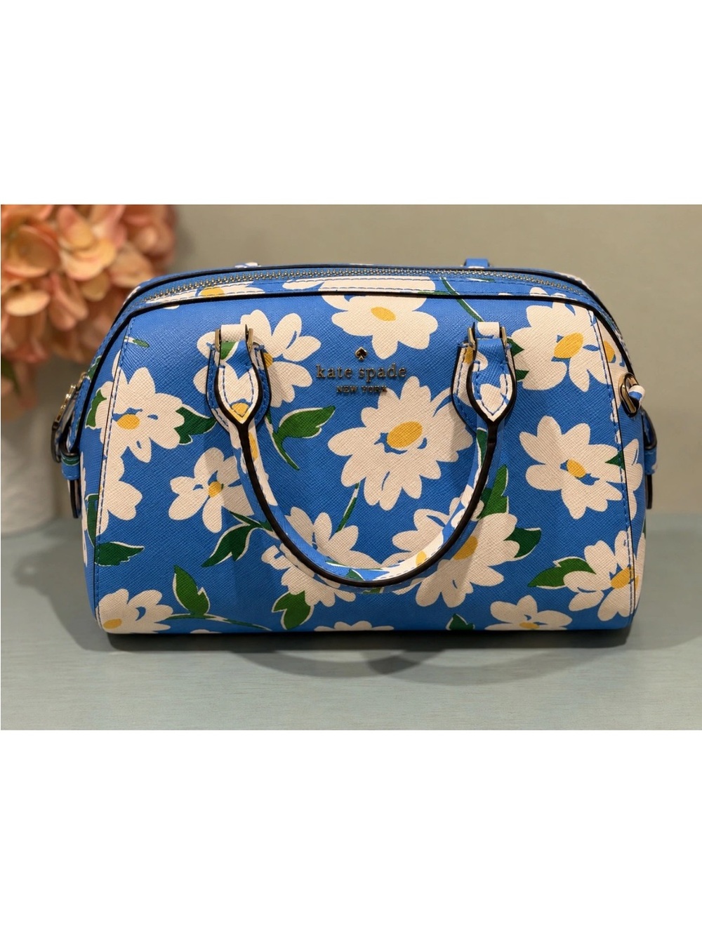 Kate Spade Madison Tide Pool Charming Daisy Small Duffle Bag Handbag Crossbody - Picture 7 of 9